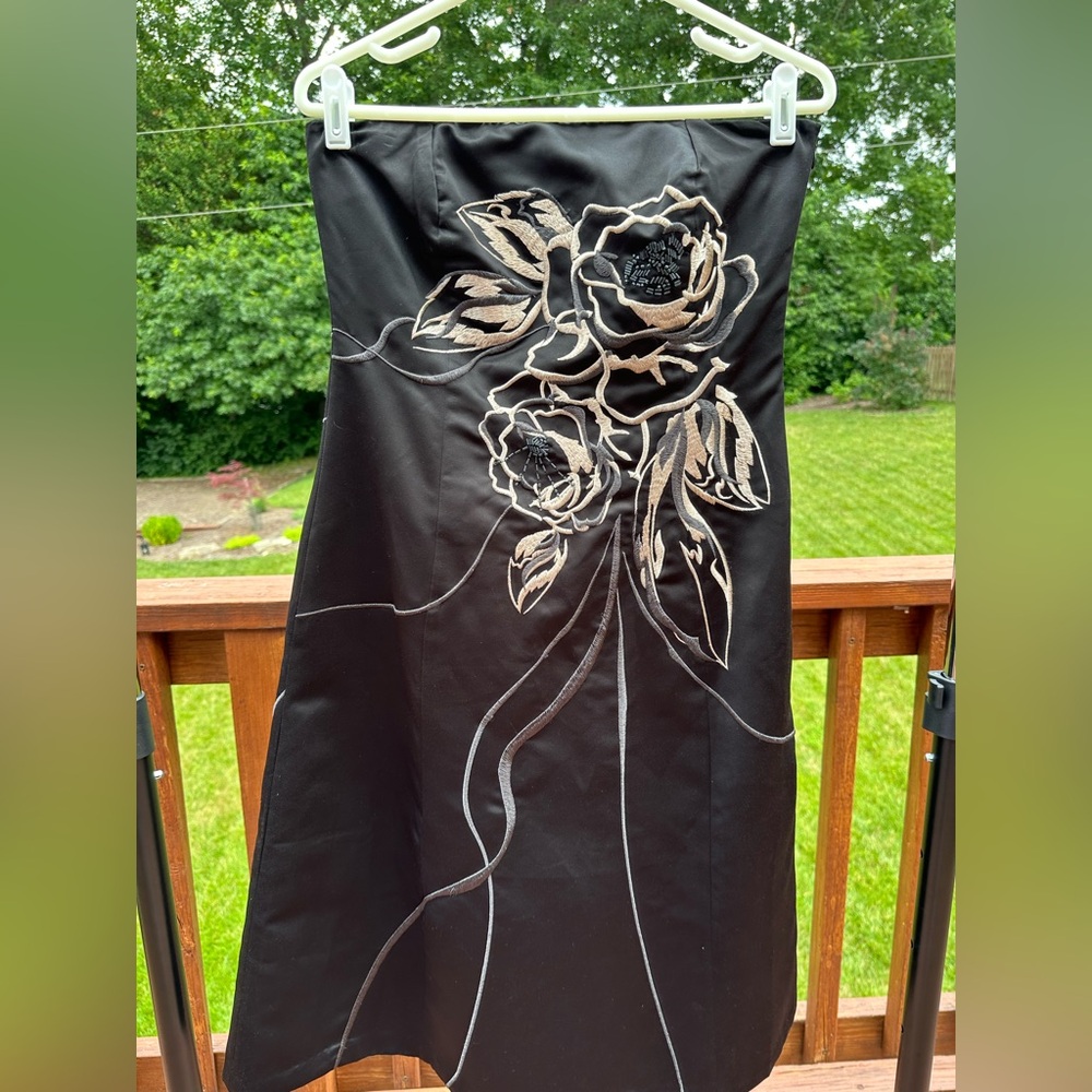 White House Black Market Black Dress with Floral Details